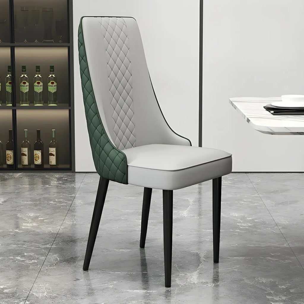Chaise de salle à manger moderne en cuir avec dossier entièrement rembourré