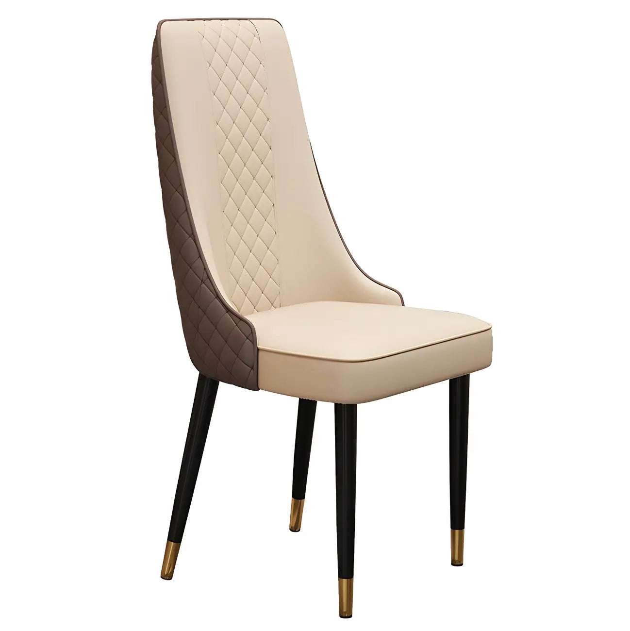 Chaise de salle à manger moderne en cuir avec dossier entièrement rembourré