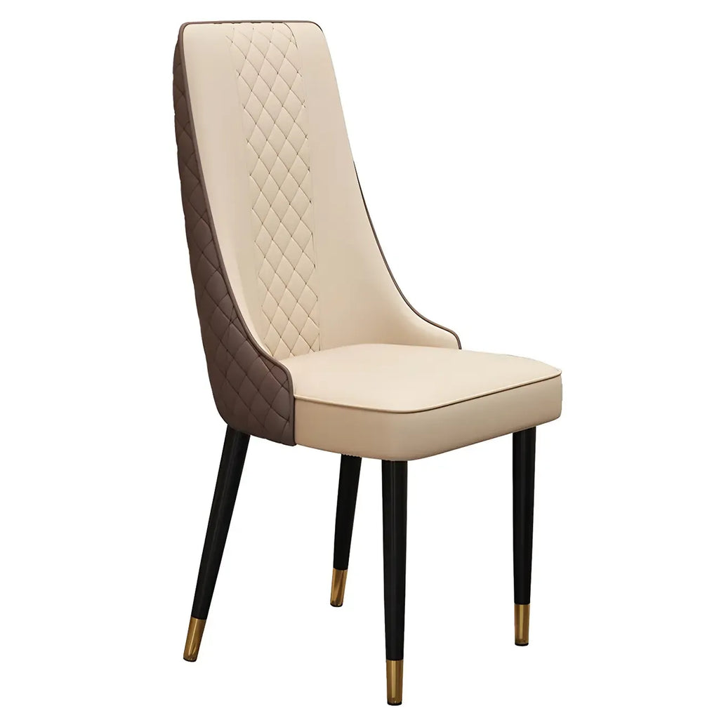 Chaise de salle à manger moderne en cuir avec dossier entièrement rembourré
