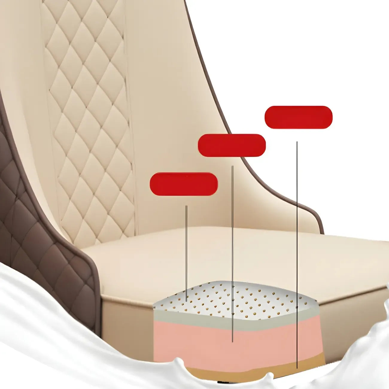 Chaise de salle à manger moderne en cuir avec dossier entièrement rembourré