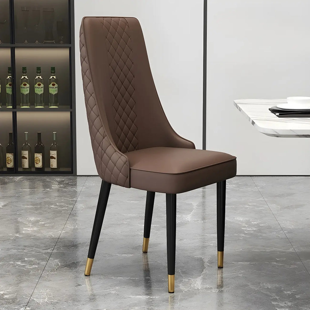 Chaise de salle à manger moderne en cuir avec dossier entièrement rembourré