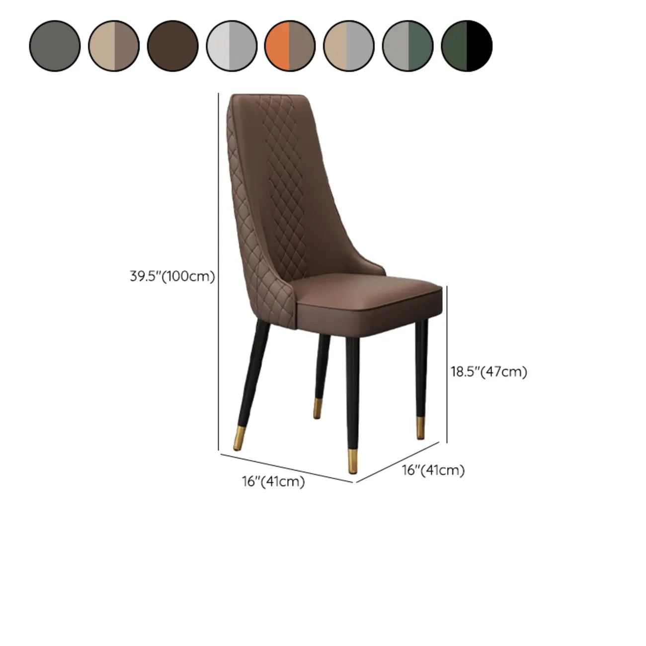 Chaise de salle à manger moderne en cuir avec dossier entièrement rembourré