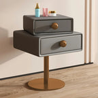 Table de chevet étroite en similicuir avec tiroir pivotant pour chambre à coucher