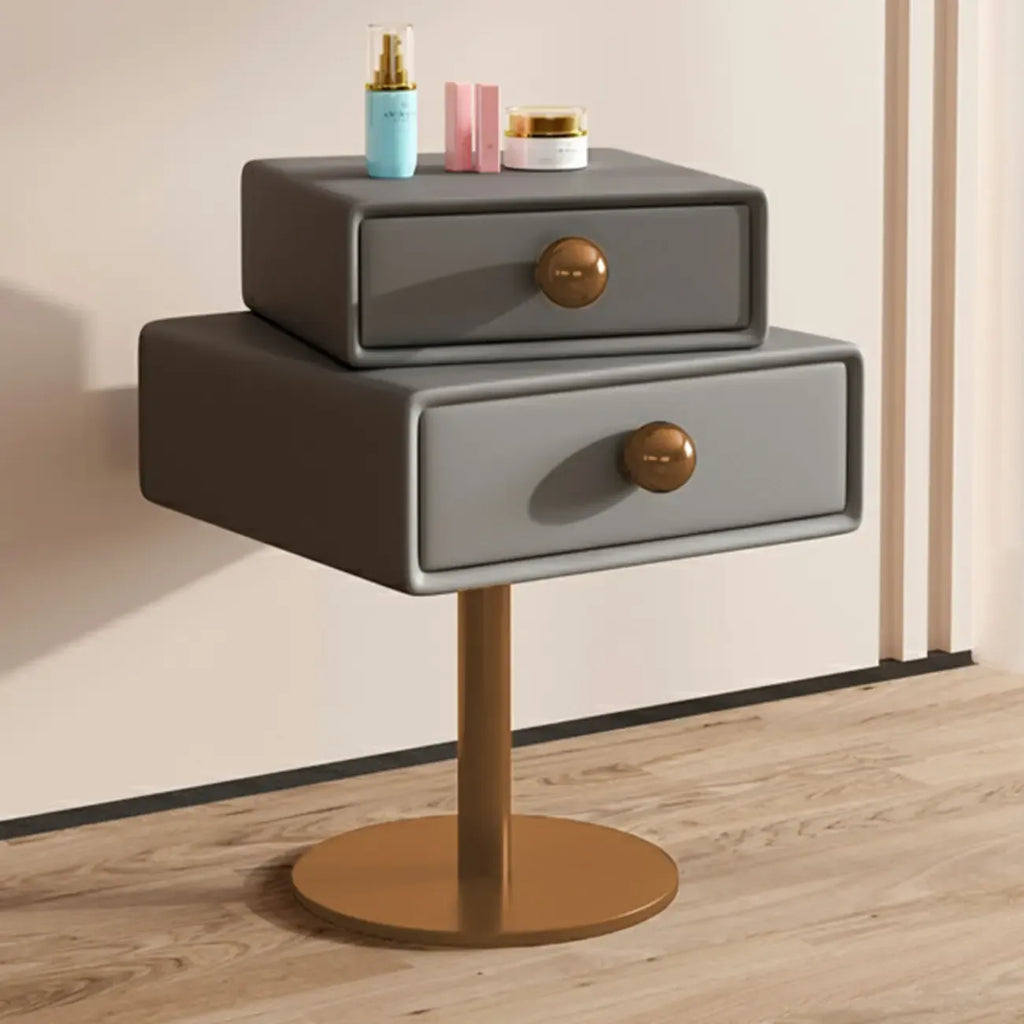Table de chevet étroite en similicuir avec tiroir pivotant pour chambre à coucher