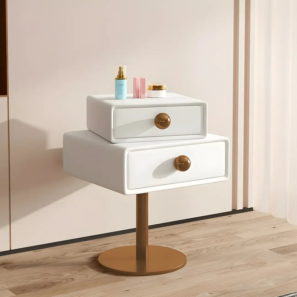 Table de chevet étroite en similicuir avec tiroir pivotant pour chambre à coucher