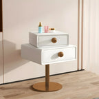 Table de chevet étroite en similicuir avec tiroir pivotant pour chambre à coucher