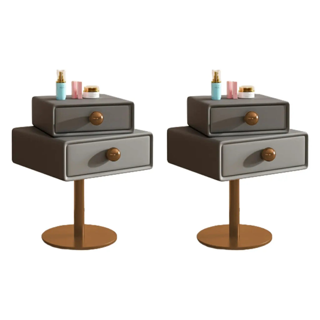Table de chevet étroite en similicuir avec tiroir pivotant pour chambre à coucher