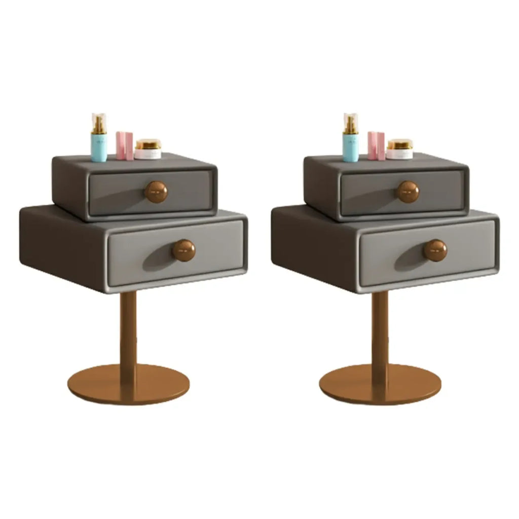 Table de chevet étroite en similicuir avec tiroir pivotant pour chambre à coucher