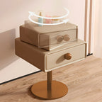 Table de chevet étroite en similicuir avec tiroir pivotant pour chambre à coucher