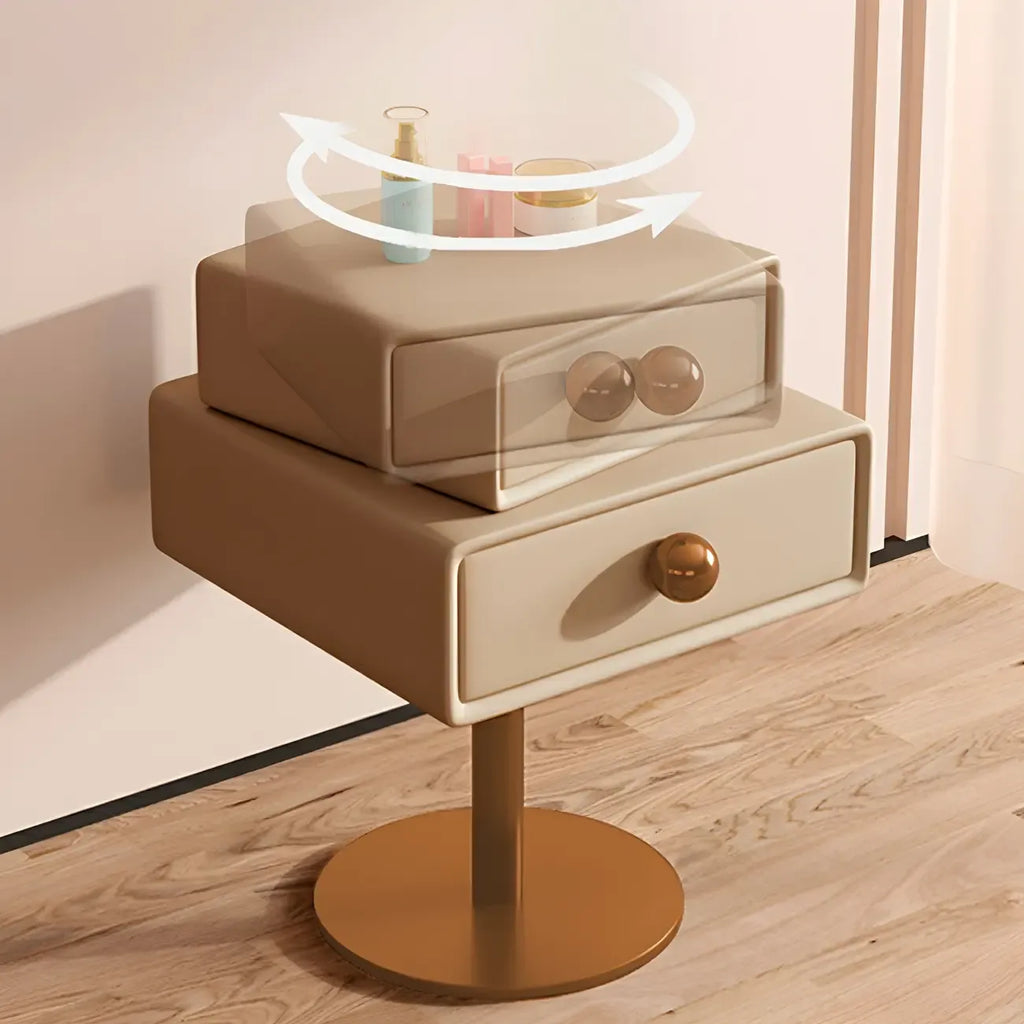 Table de chevet étroite en similicuir avec tiroir pivotant pour chambre à coucher