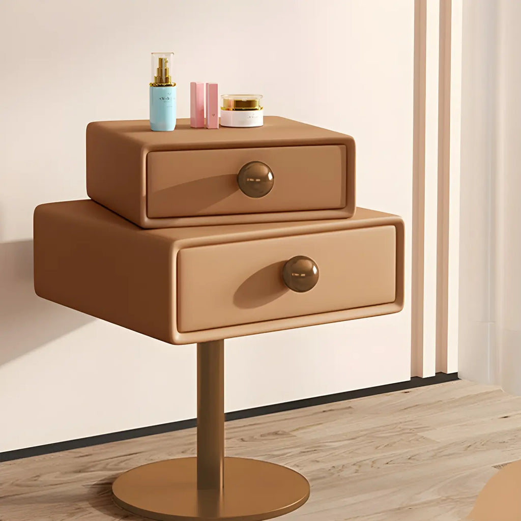 Table de chevet étroite en similicuir avec tiroir pivotant pour chambre à coucher