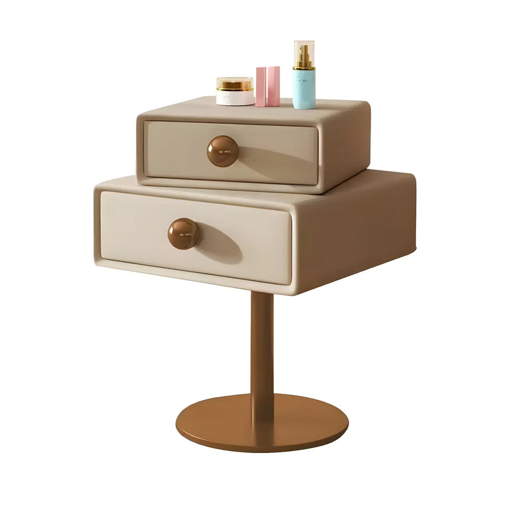 Table de chevet étroite en similicuir avec tiroir pivotant pour chambre à coucher