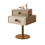 Table de chevet étroite en similicuir avec tiroir pivotant pour chambre à coucher