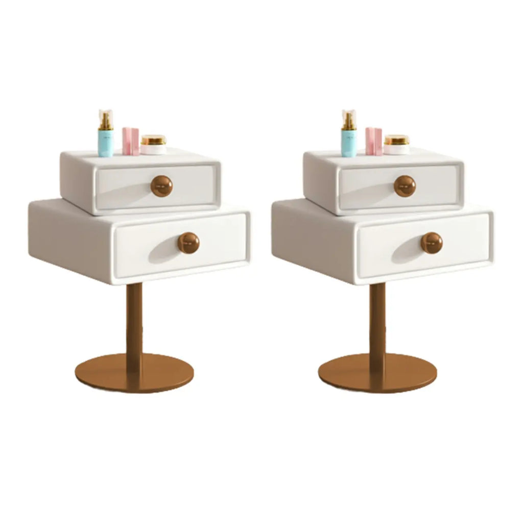 Table de chevet étroite en similicuir avec tiroir pivotant pour chambre à coucher