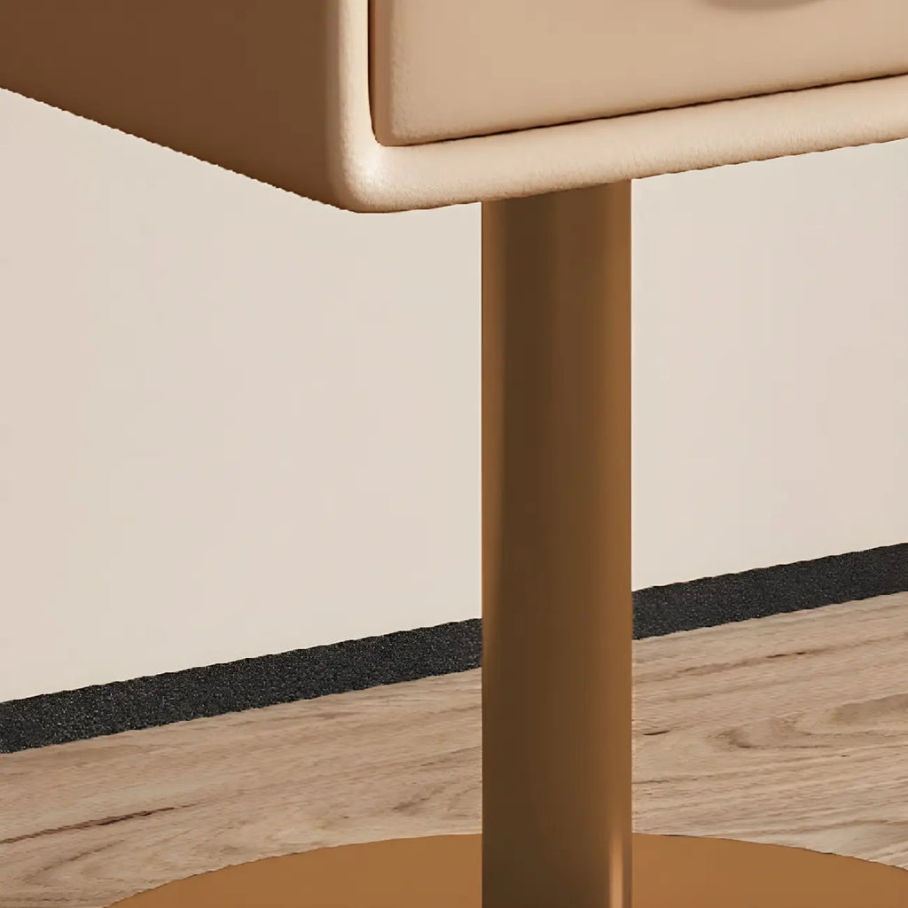Table de chevet étroite en similicuir avec tiroir pivotant pour chambre à coucher