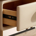 Table de chevet étroite en similicuir avec tiroir pivotant pour chambre à coucher