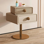 Table de chevet étroite en similicuir avec tiroir pivotant pour chambre à coucher