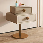 Table de chevet étroite en similicuir avec tiroir pivotant pour chambre à coucher