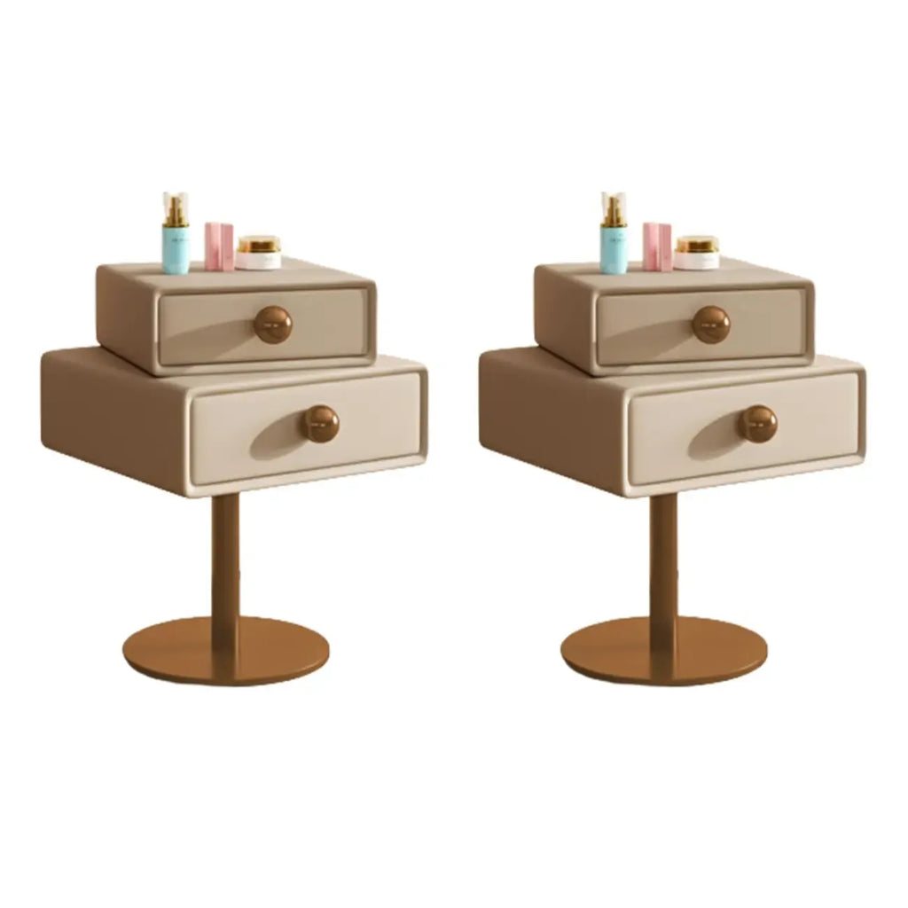Table de chevet étroite en similicuir avec tiroir pivotant pour chambre à coucher