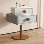 Table de chevet étroite en similicuir avec tiroir pivotant pour chambre à coucher