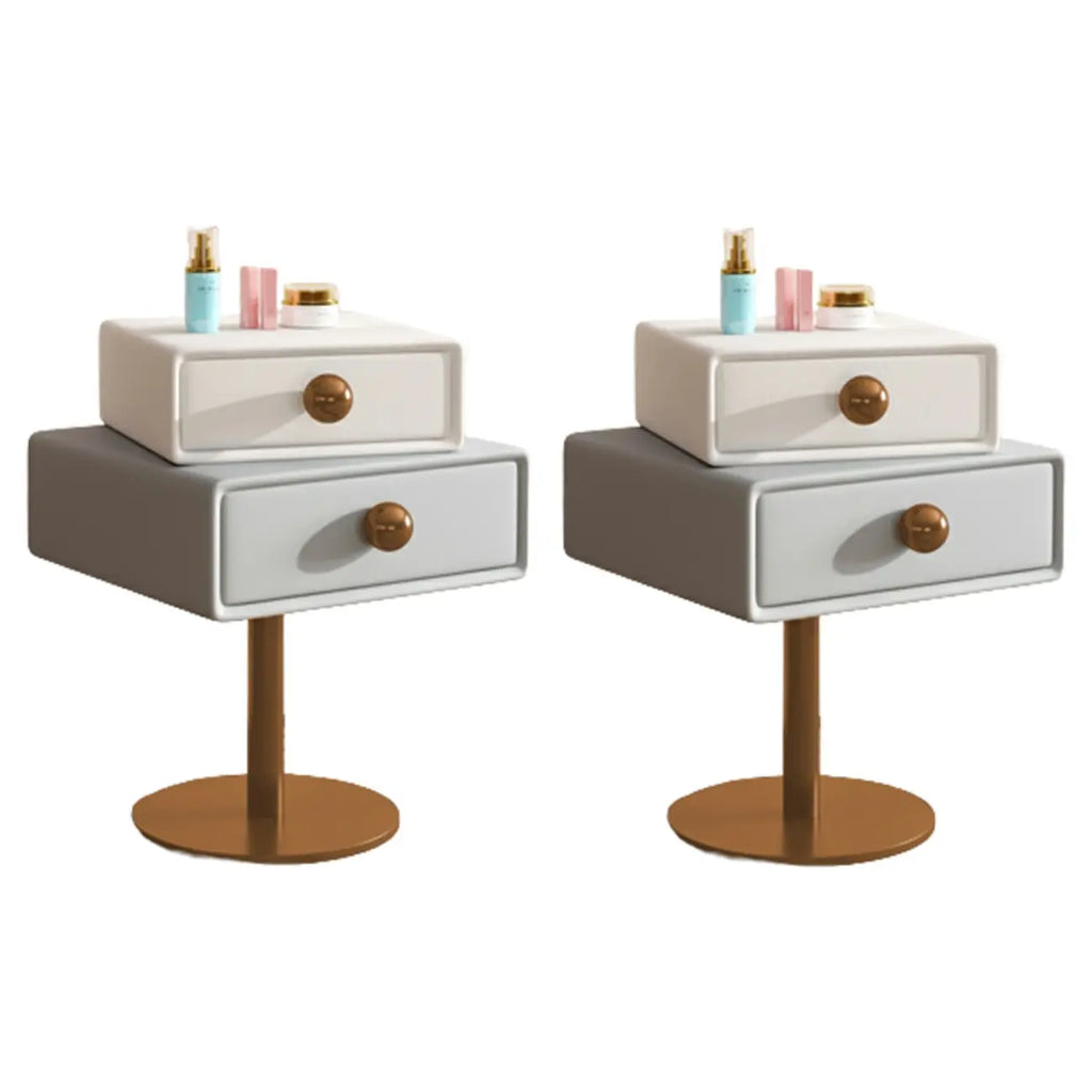 Table de chevet étroite en similicuir avec tiroir pivotant pour chambre à coucher