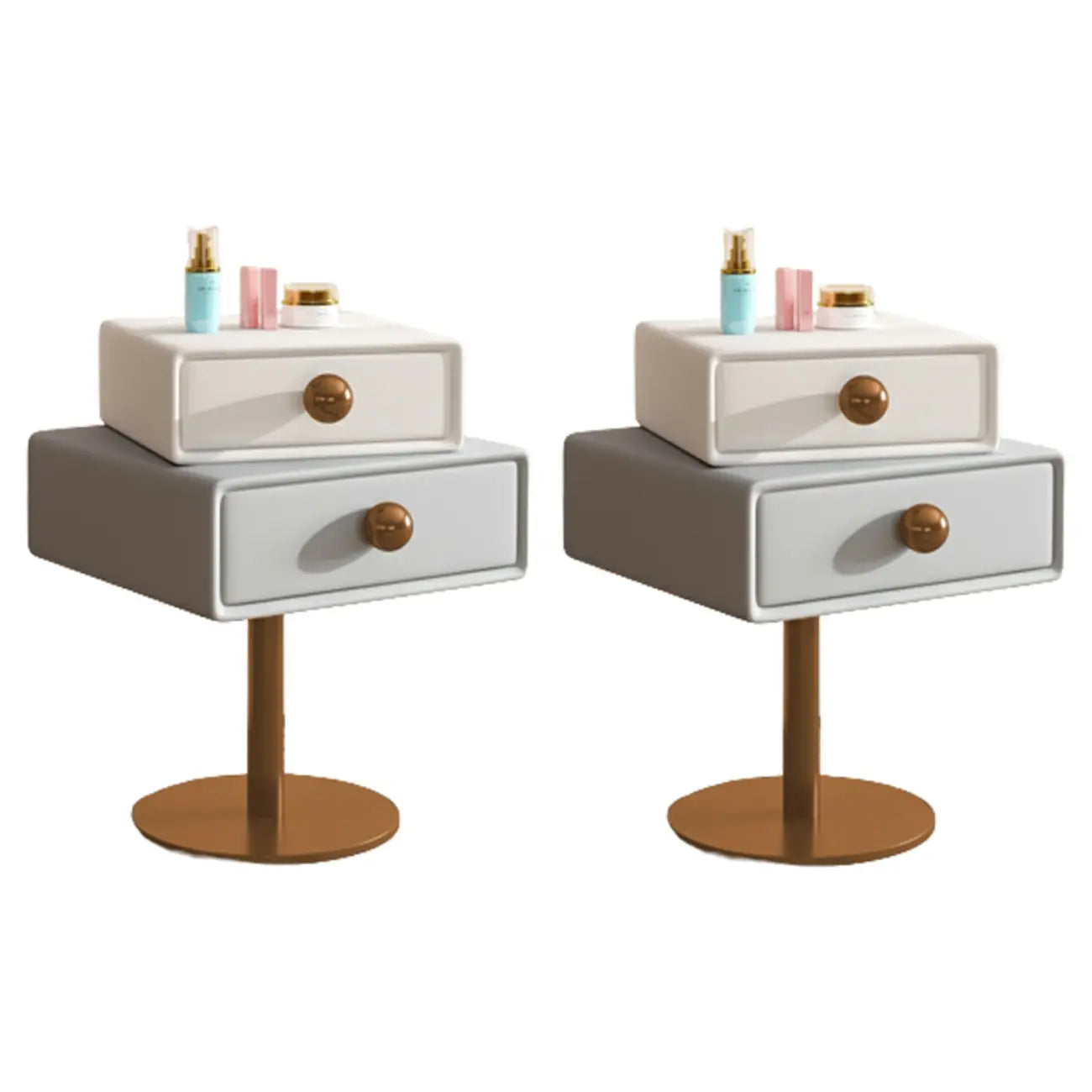 Table de chevet étroite en similicuir avec tiroir pivotant pour chambre à coucher