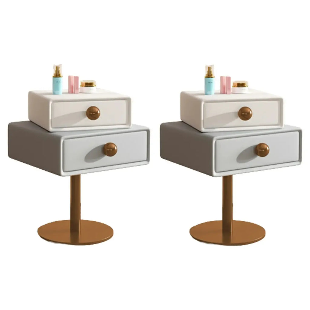 Table de chevet étroite en similicuir avec tiroir pivotant pour chambre à coucher