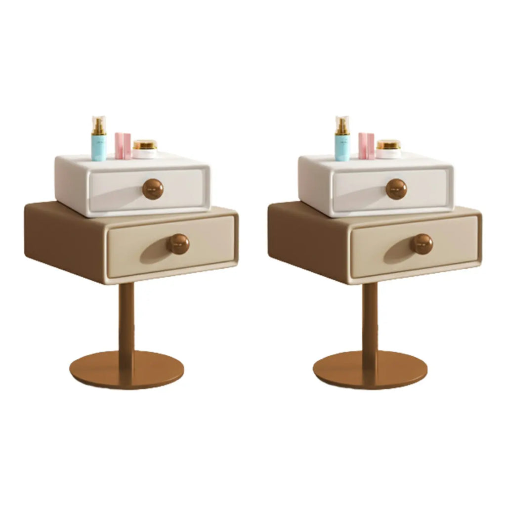 Table de chevet étroite en similicuir avec tiroir pivotant pour chambre à coucher