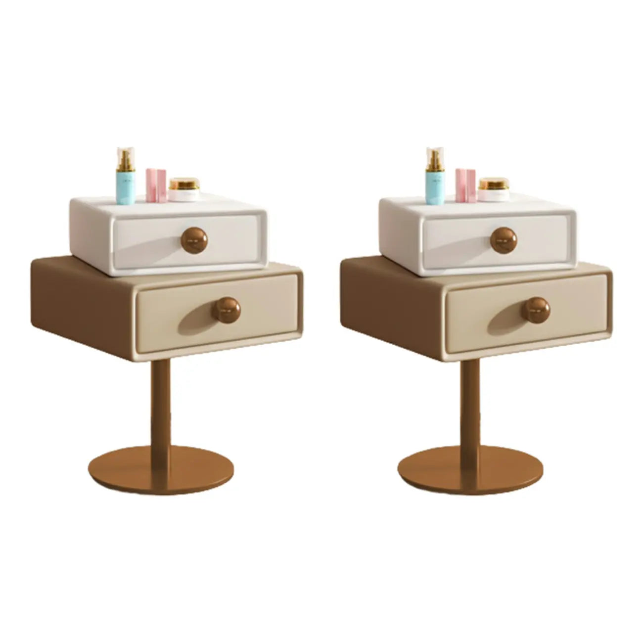 Table de chevet étroite en similicuir avec tiroir pivotant pour chambre à coucher