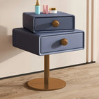 Table de chevet étroite en similicuir avec tiroir pivotant pour chambre à coucher