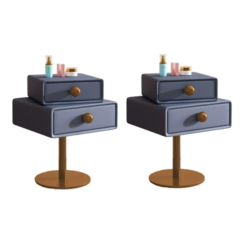 Table de chevet étroite en similicuir avec tiroir pivotant pour chambre à coucher