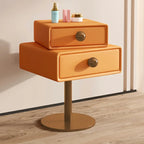 Table de chevet étroite en similicuir avec tiroir pivotant pour chambre à coucher