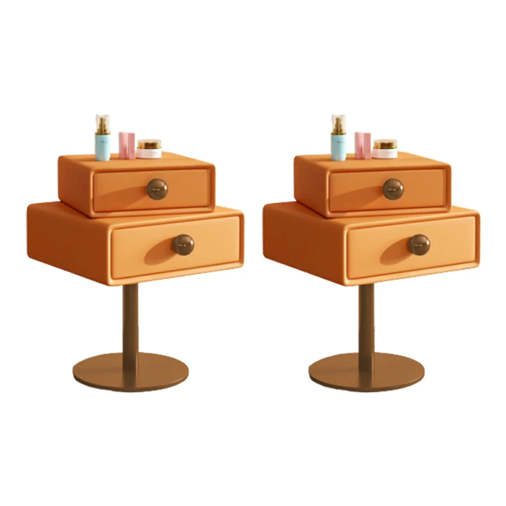 Table de chevet étroite en similicuir avec tiroir pivotant pour chambre à coucher