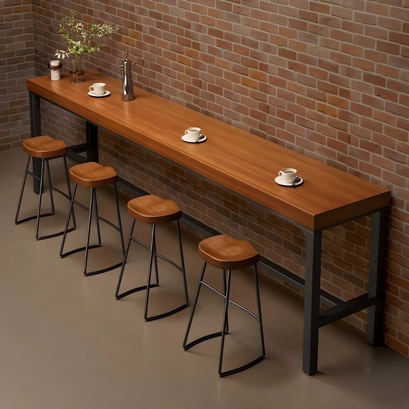 Table de bar rectangulaire longue en bois brun