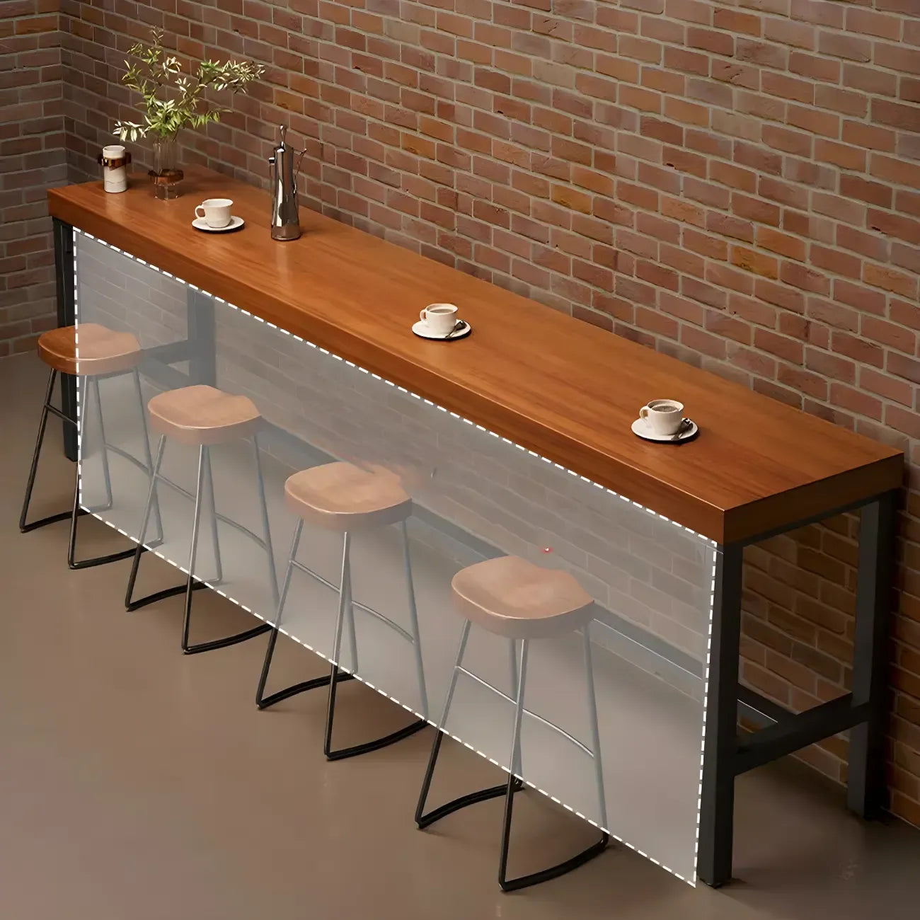 Table de bar rectangulaire longue en bois brun