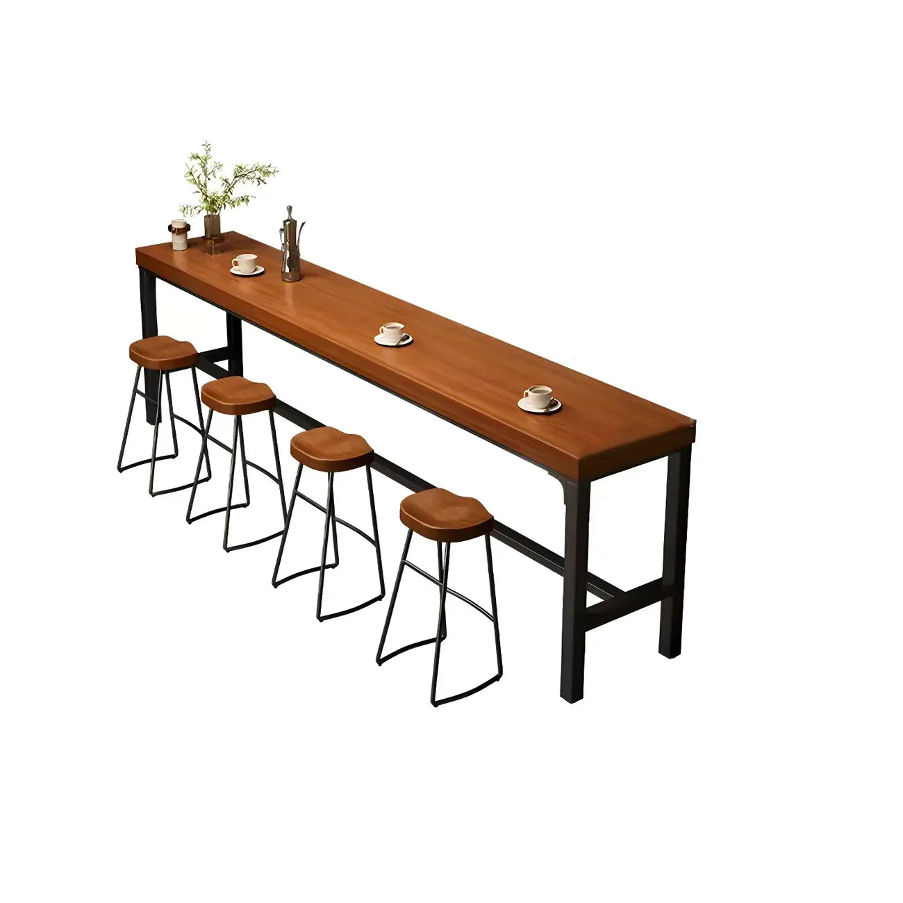Table de bar rectangulaire longue en bois brun