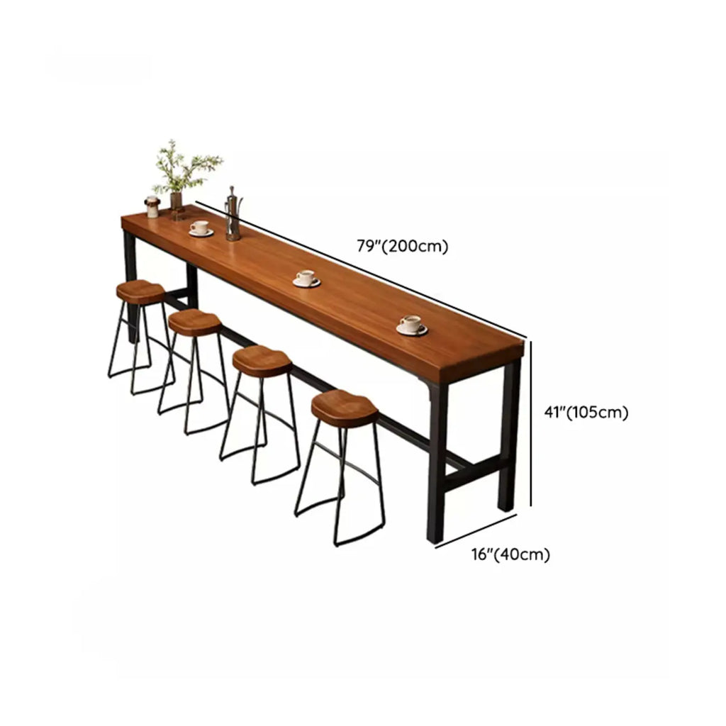 Table de bar rectangulaire longue en bois brun