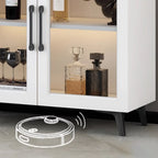 Vitrine moderne grise avec base en métal et porte en verre