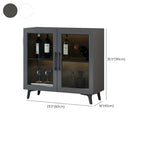Vitrine moderne grise avec base en métal et porte en verre