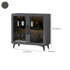 Vitrine moderne grise avec base en métal et porte en verre