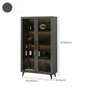 Vitrine moderne grise avec base en métal et porte en verre