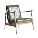 Fauteuil moderne en cuir vert avec dossier haut