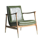 Fauteuil moderne en cuir vert avec dossier haut