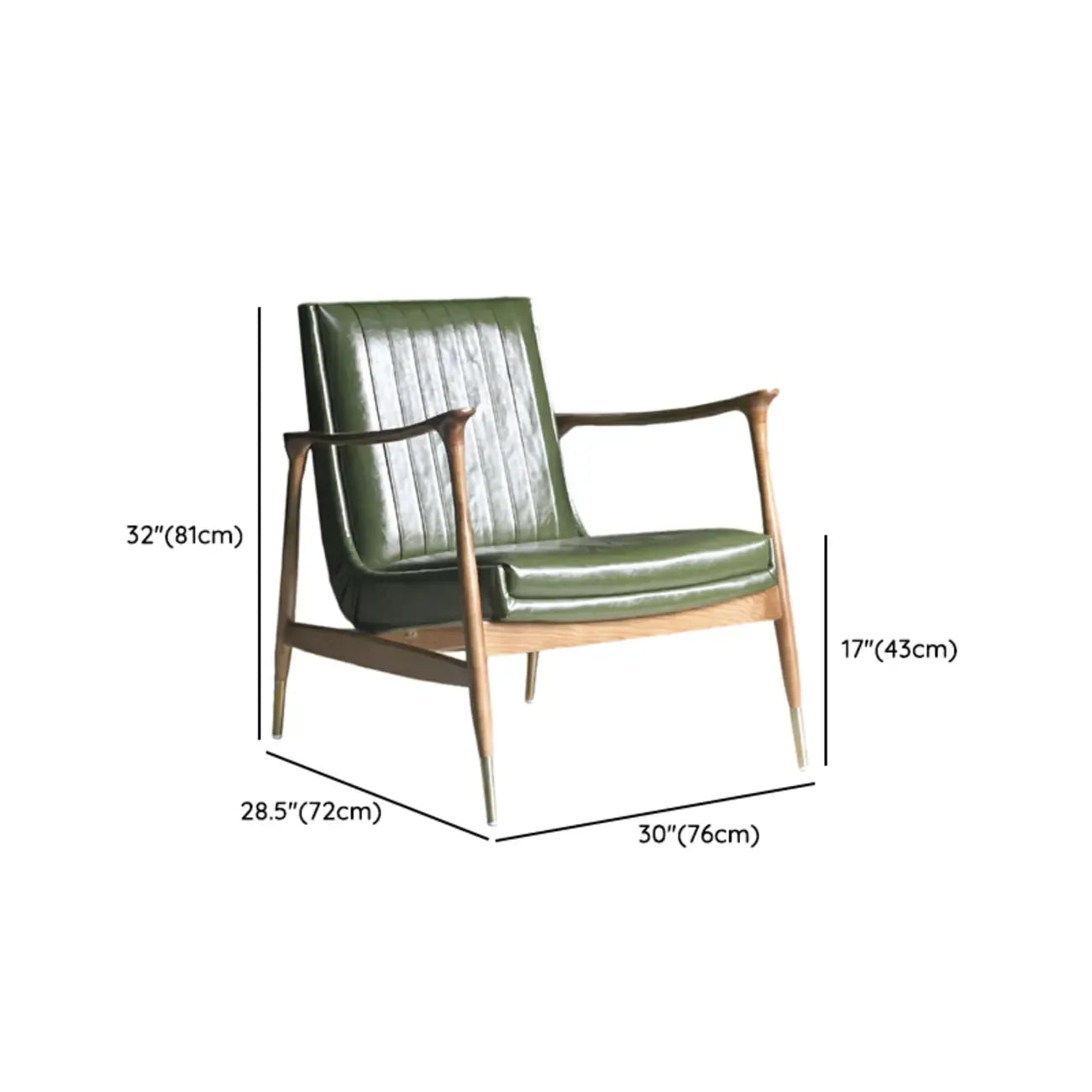 Fauteuil moderne en cuir vert avec dossier haut