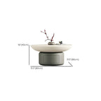 Table basse ronde minimaliste en bois gris et blanc avec tiroir