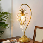 Lampe de table géométrique dorée à LED et cristal pour la décoration de chambre