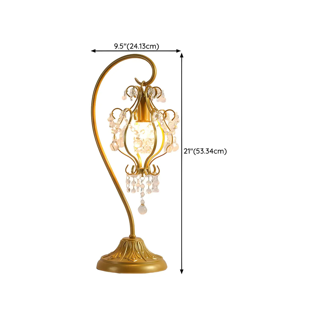 Lampe de table géométrique dorée à LED et cristal pour la décoration de chambre
