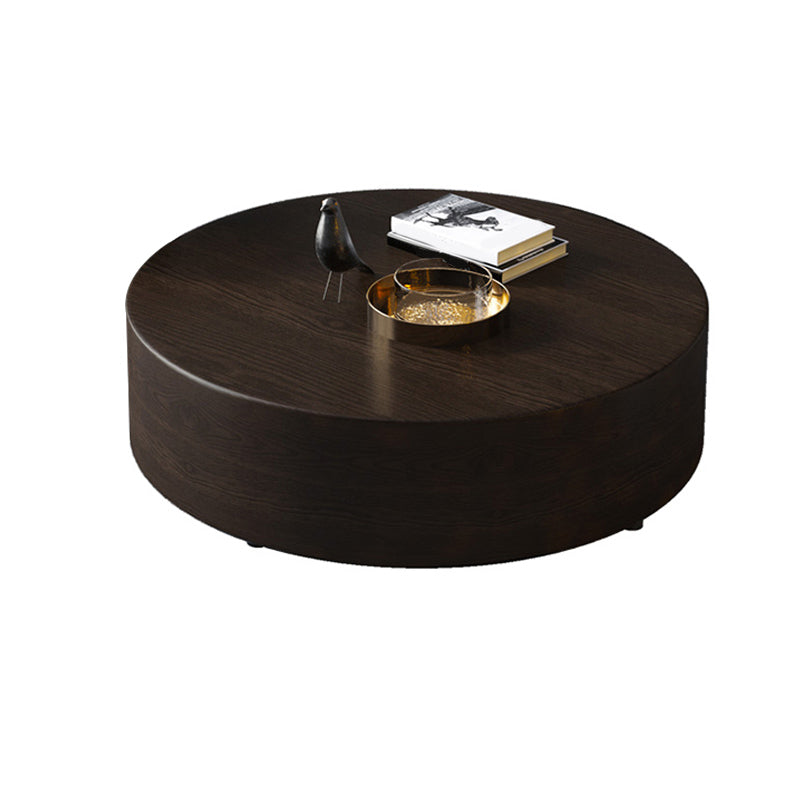 Table basse ronde scandinave en bois marron avec rangement