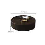 Table basse ronde scandinave en bois marron avec rangement