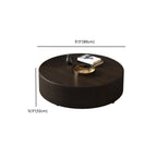 Table basse ronde scandinave en bois marron avec rangement